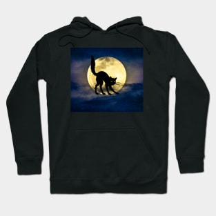 Halloween Black Cat with Moon Hoodie